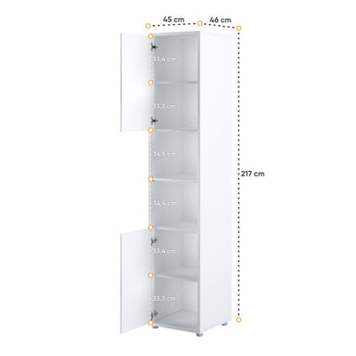 BC-03 Vertical Wall Bed Concept 90cm With Storage Cabinets and LED