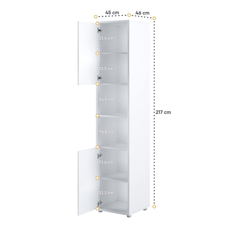 BC-03 Vertical Wall Bed Concept 90cm With Storage Cabinets and LED