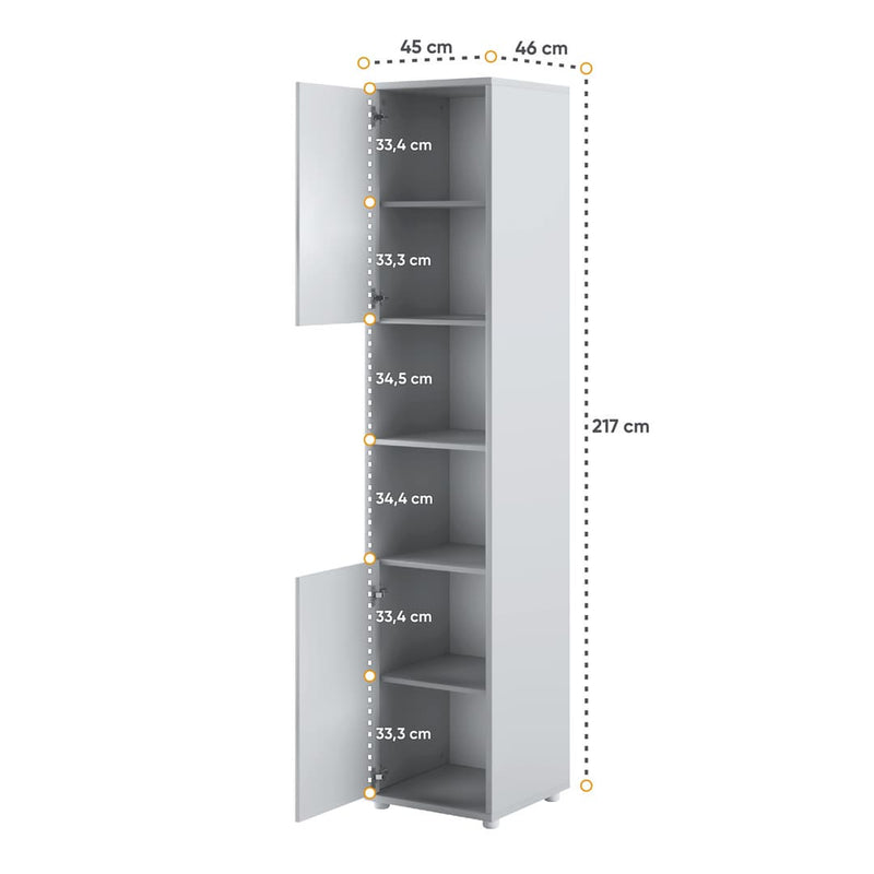 BC-03 Vertical Wall Bed Concept 90cm With Storage Cabinets and LED