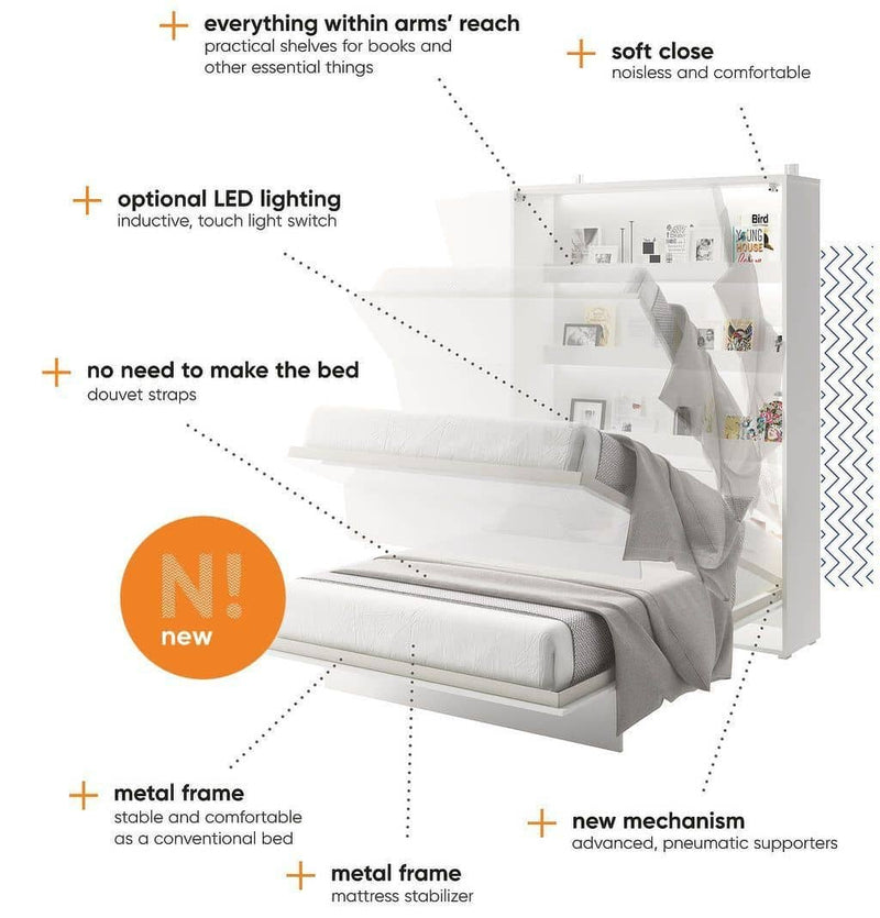 BC-14 Horizontal Wall Bed Concept 160cm With Storage Cabinet