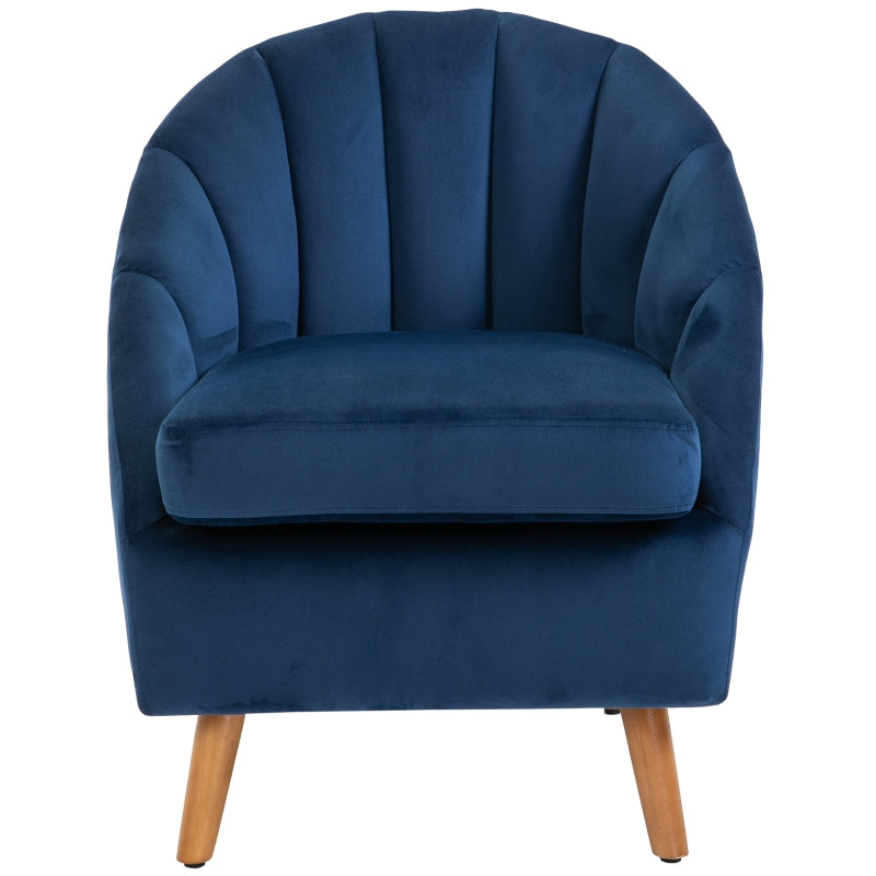 Accent Chair Velvet Fabric Single Sofa Armchair, Blue