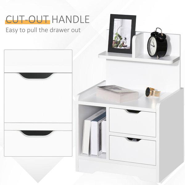 Bedside Table With 2 Drawers And Shelves Storage Organiser Bedroom Living