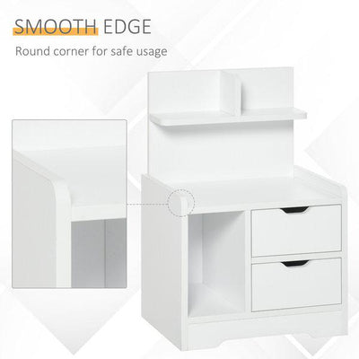 Bedside Table With 2 Drawers And Shelves Storage Organiser Bedroom Living