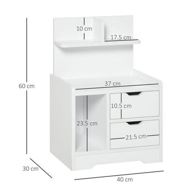 Bedside Table With 2 Drawers And Shelves Storage Organiser Bedroom Living