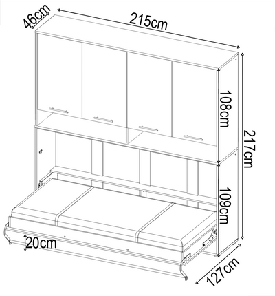 CP-06 Horizontal Wall Bed Concept Pro 90cm with Over Bed Unit