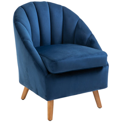 Accent Chair Velvet Fabric Single Sofa Armchair, Blue