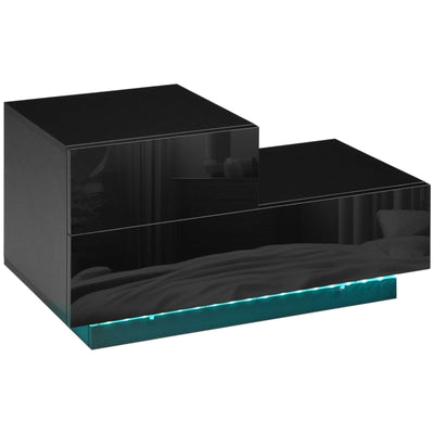 High Gloss Front Bedside Table , Black