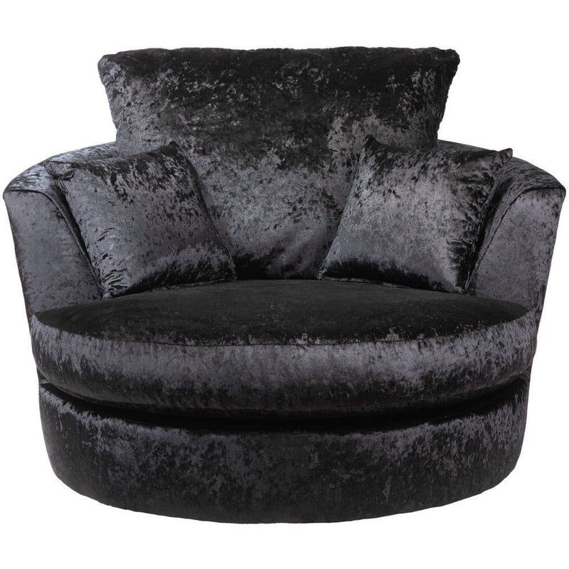 Chicago Crushed Velvet Swivel Chair Black Colour