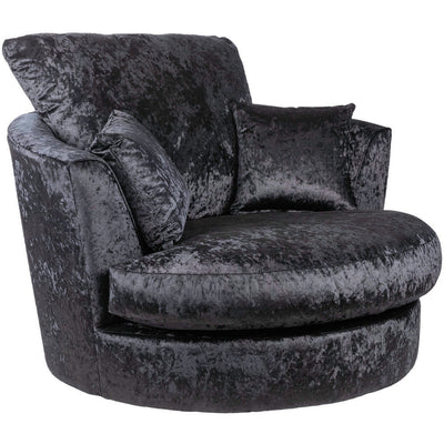 Chicago Crushed Velvet Swivel Chair Black Colour