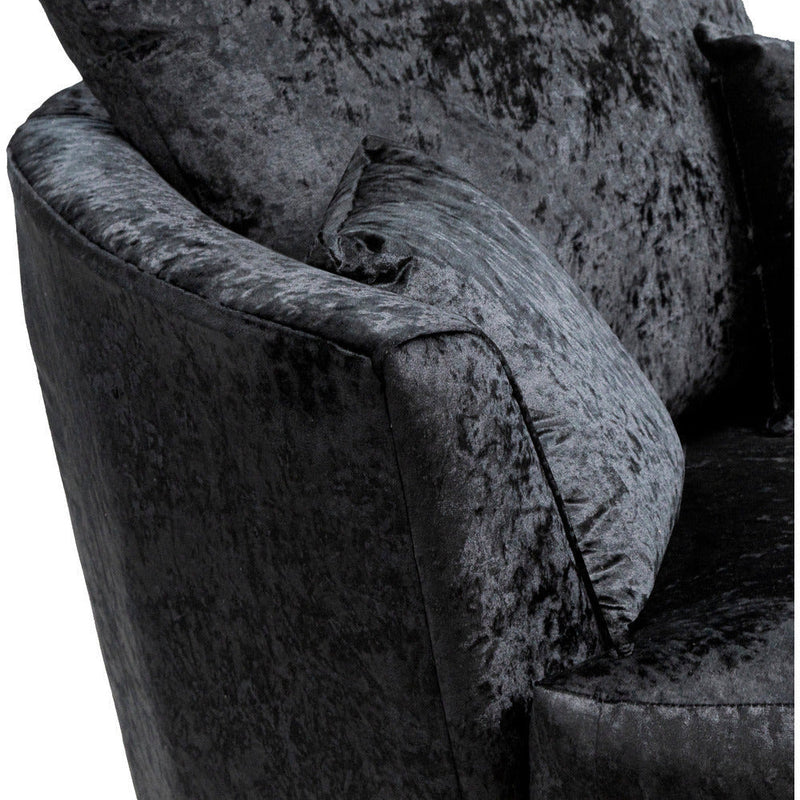 Chicago Crushed Velvet Swivel Chair Black Colour