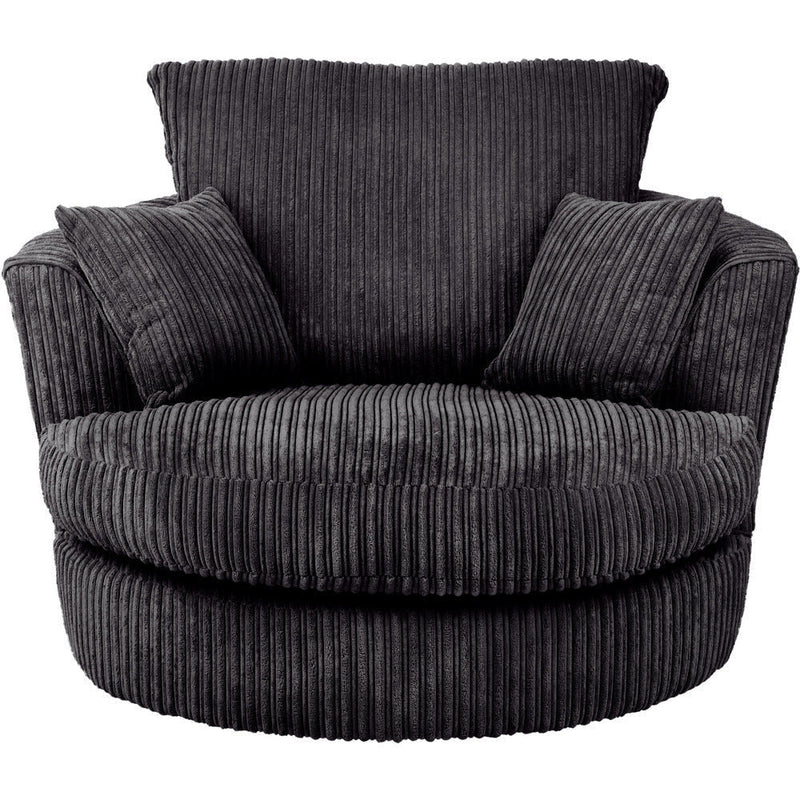 Chicago Jumbo Cord Swivel Chair Black Colour