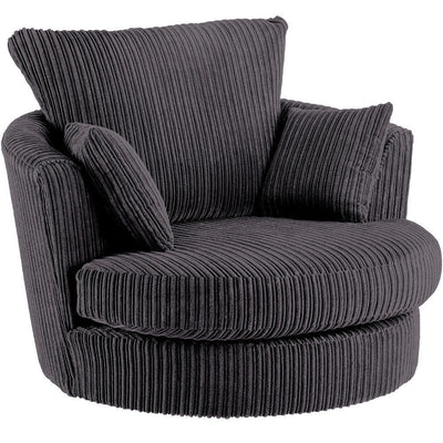 Chicago Jumbo Cord Swivel Chair Black Colour