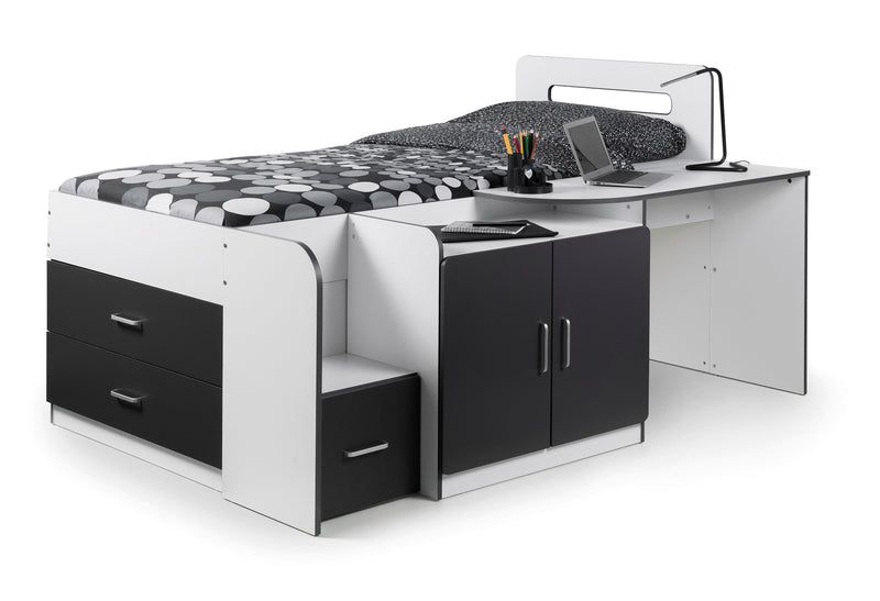 Cookie Cabin Bed White and Charcoal Grey