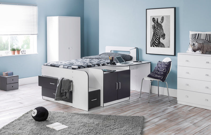 Cookie Cabin Bed White and Charcoal Grey