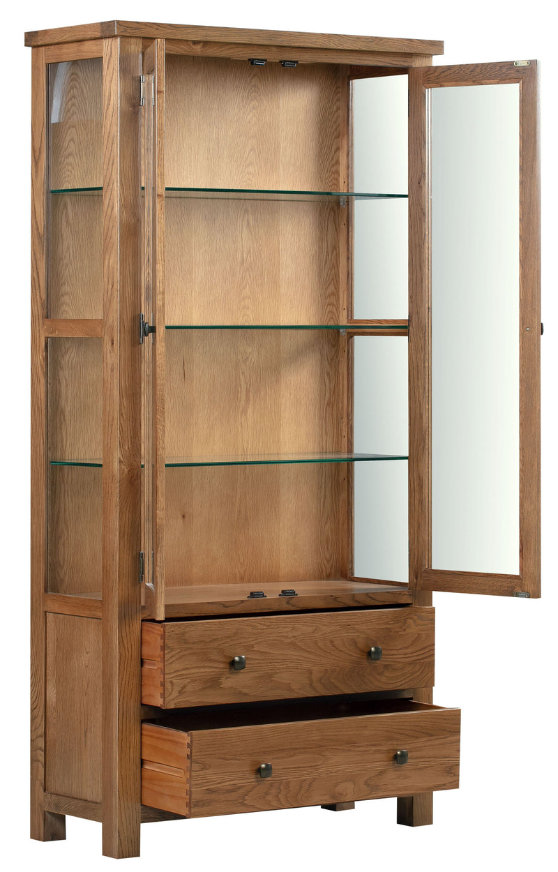 Dorset Rustic Oak Glass Door Display Cabinet