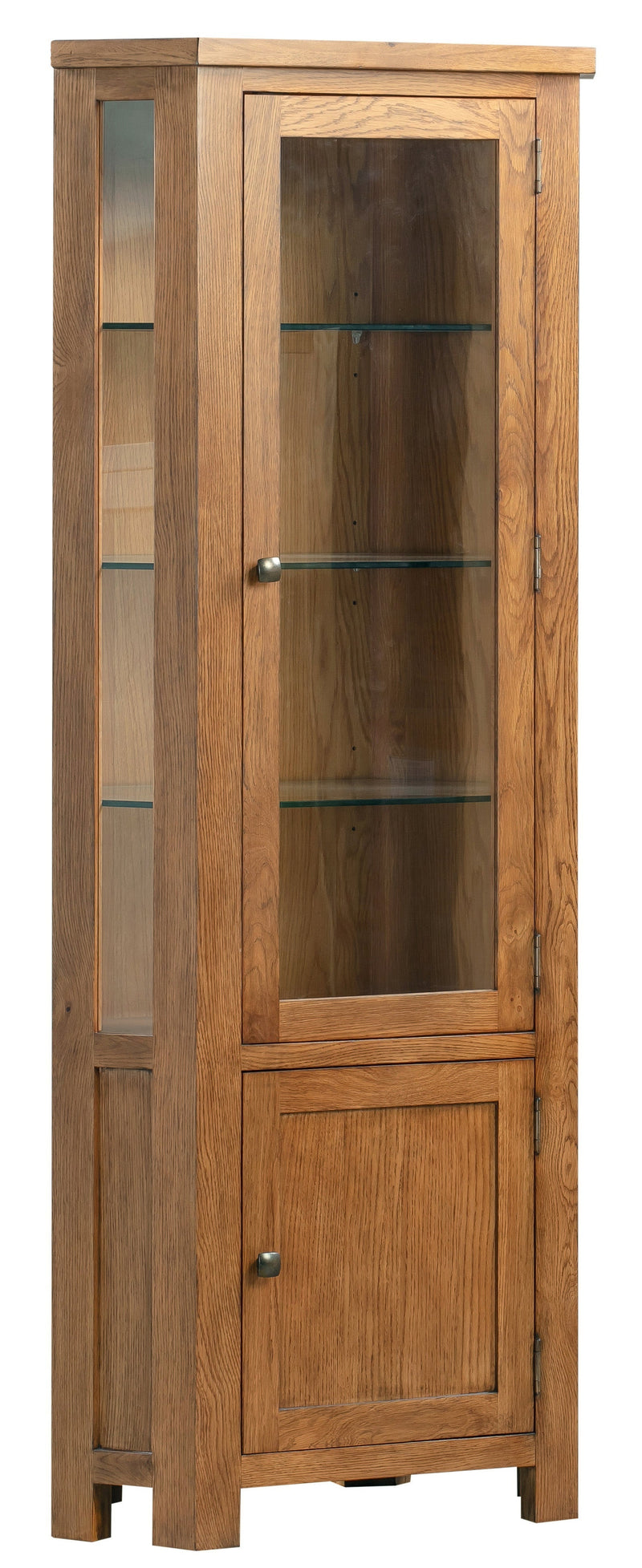 Dorset Rustic Oak Glazed Corner Display Cabinet