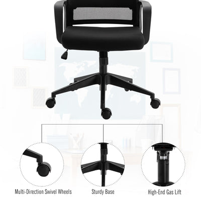 HOMCOM Mesh Swivel Office Chair with Adjustable Headrest, Lumbar Support, Home Task High Back Chair Adjustable Height, Black