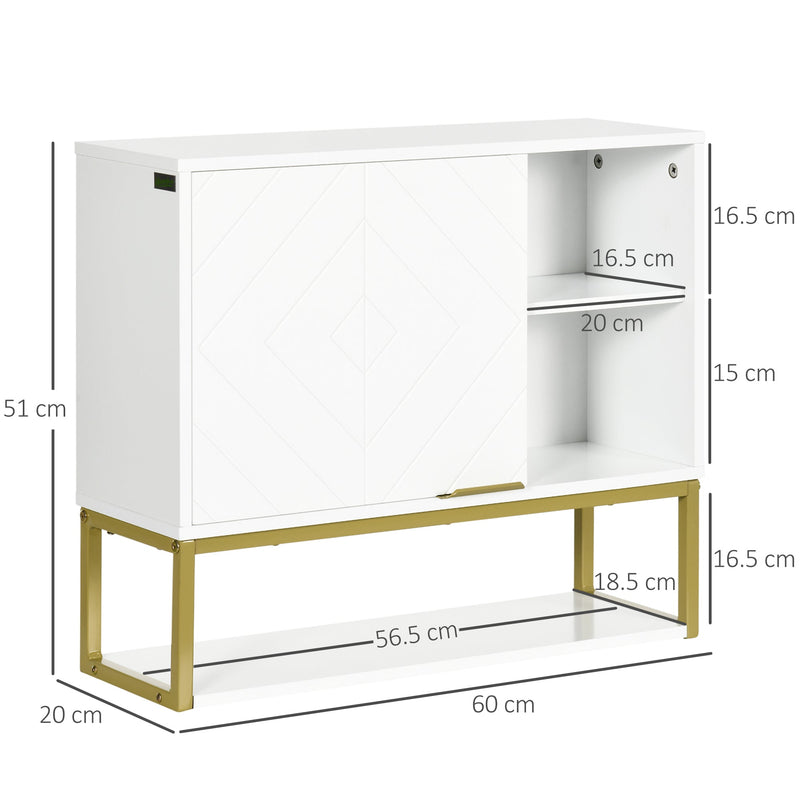 kleankin Bathroom Wall Cabinet, Over Toilet Storage Cabinet with Door and Storage Shelves for Hallway, Living Room, White