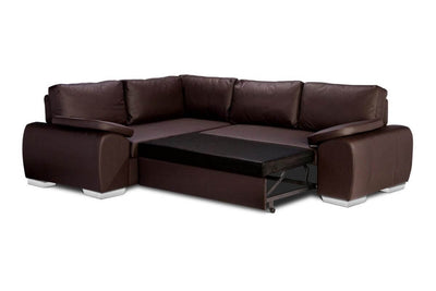 Eliza Leather Corner Sofa Bed + Storage