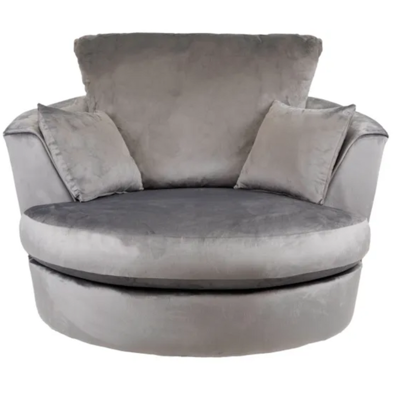 Rockford Deluxe Velvet Swivel Chair Silver Grey