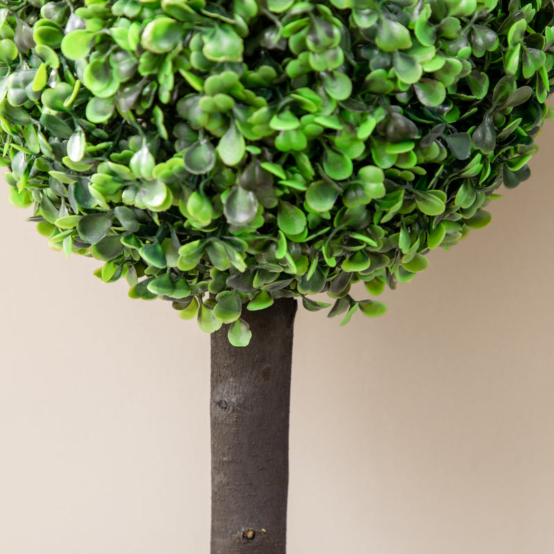 HOMCOM Set of 2 Artificial Plants Boxwood Ball Trees in Pot Fake Plants for Home Indoor Outdoor Decor, 20x20x60cm, Green