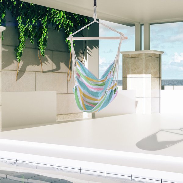 100Lx90W Cm. Hanging Swing Chair - Multi-colour stripes