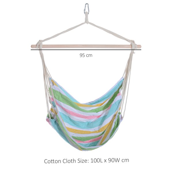 100Lx90W Cm. Hanging Swing Chair - Multi-colour stripes