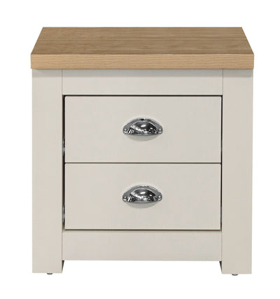 Highgate 2 Drawer Bedside - Cream & Oak