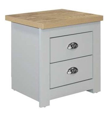 Highgate 2 Drawer Bedside - Grey & Oak