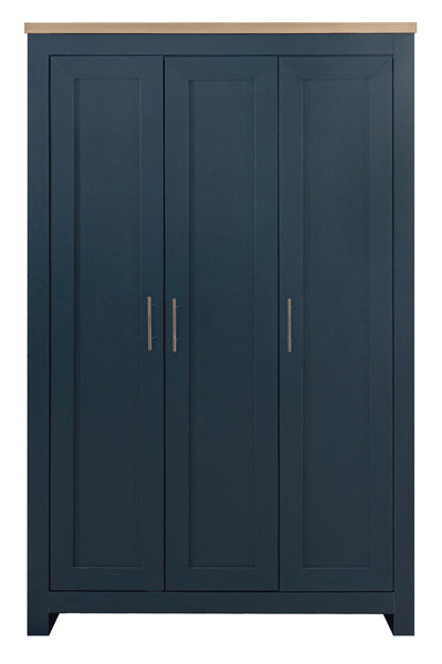 Highgate 3 Door Wardrobe -  Navy & Oak