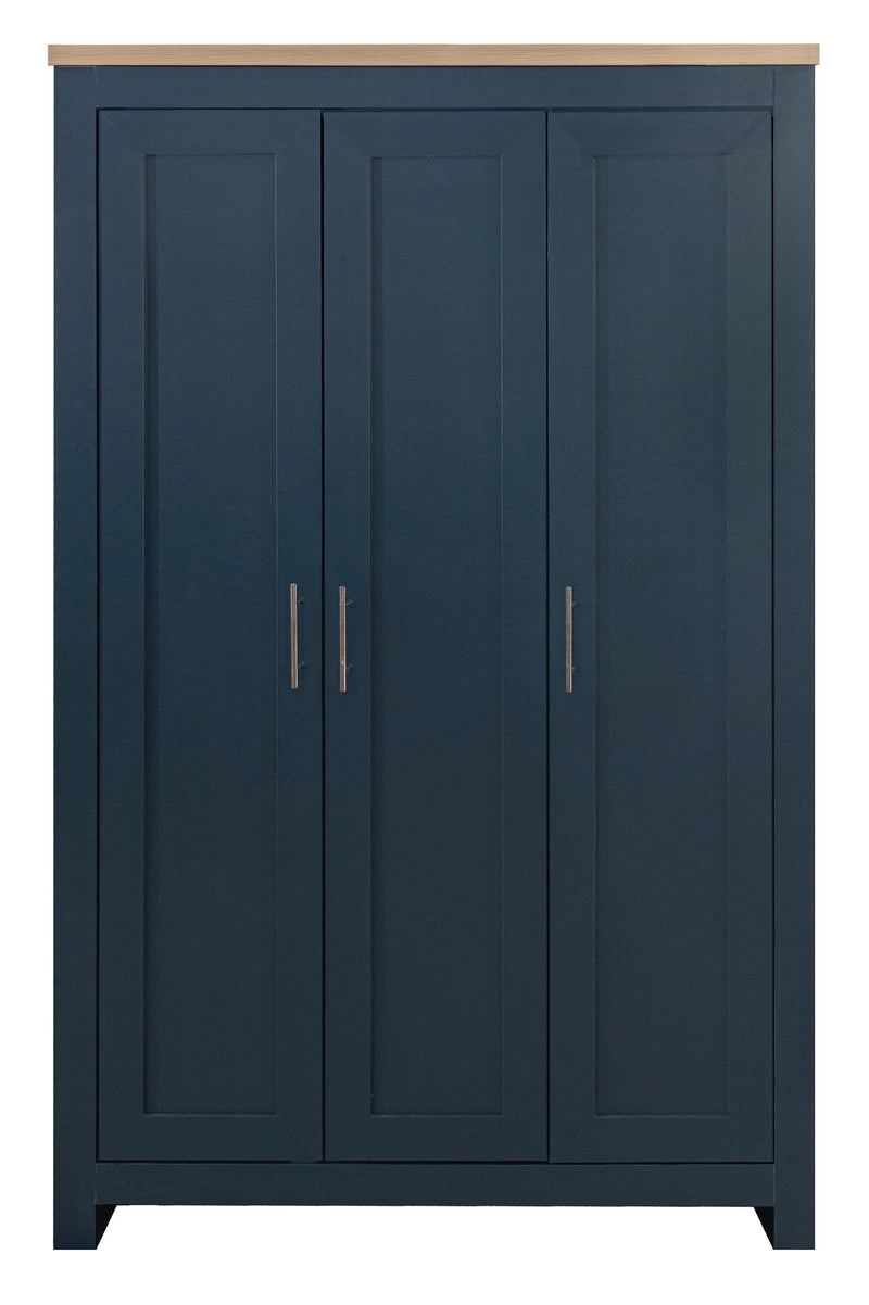 Highgate 3 Door Wardrobe -  Navy & Oak