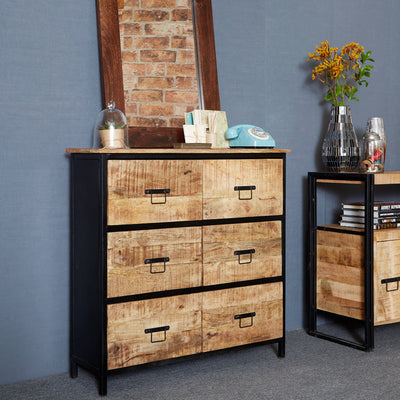 Cosmo Industrial Six Drawer Chest