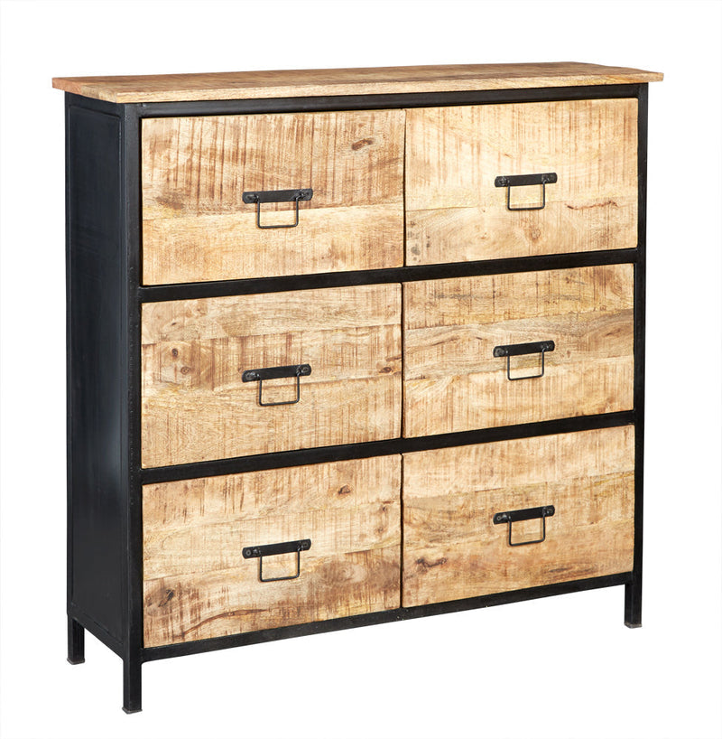 Cosmo Industrial Six Drawer Chest