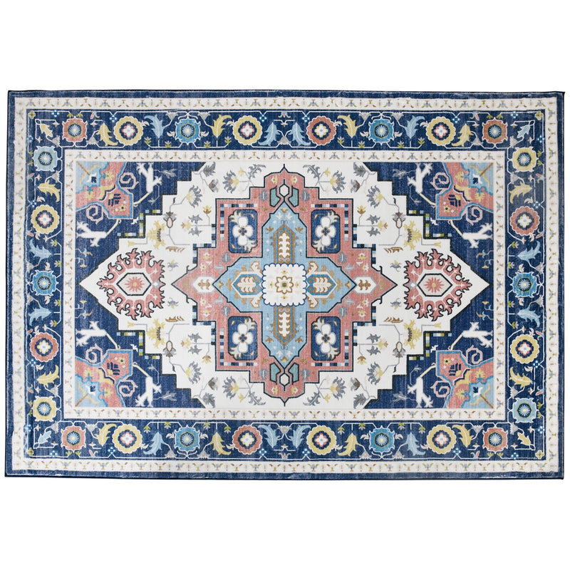 HOMCOM Vintage Persian Rugs, Boho Bohemian Area Rugs Large Carpet for Living Room, Bedroom, Dining Room, 160x230 cm, Blue