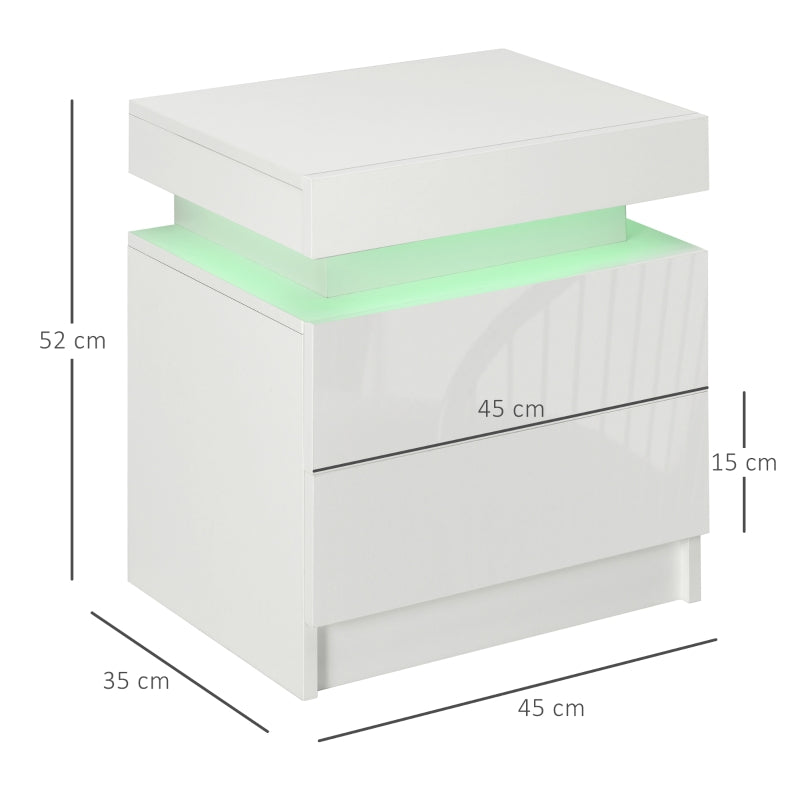 White Bedside Table With LED Light