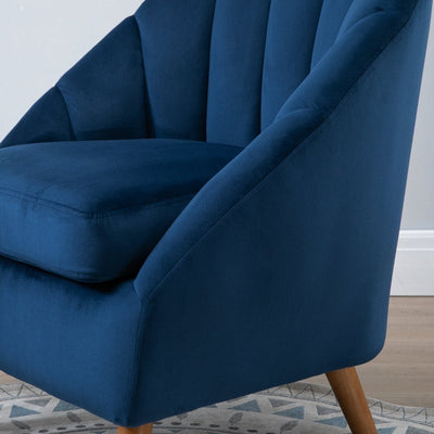 Accent Chair Velvet Fabric Single Sofa Armchair, Blue