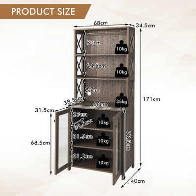 Tall Freestanding Bar Cabinet-Brown