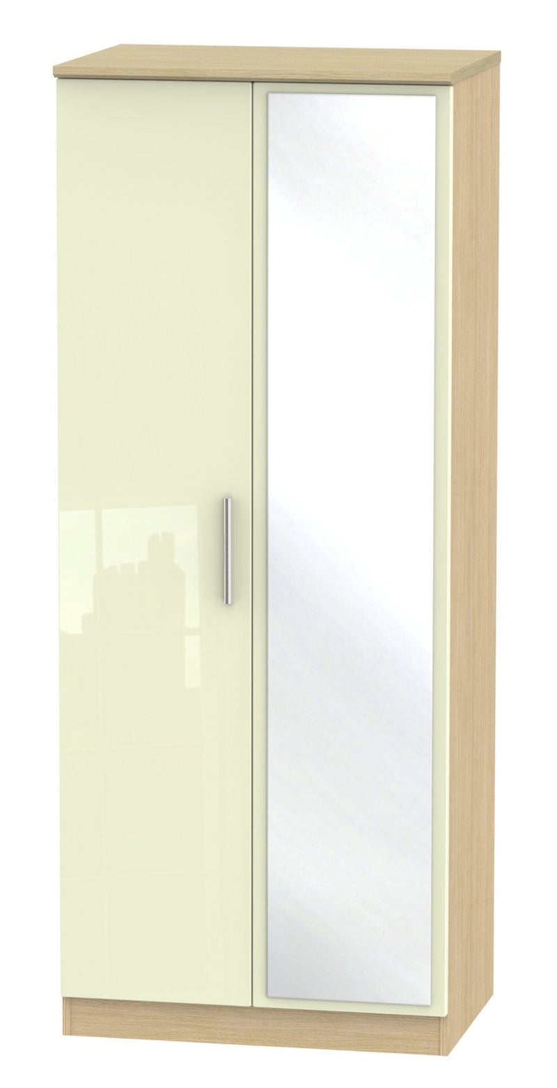 Knightsbridge 2ft 6in Plain Tall Mirror Wardrobe