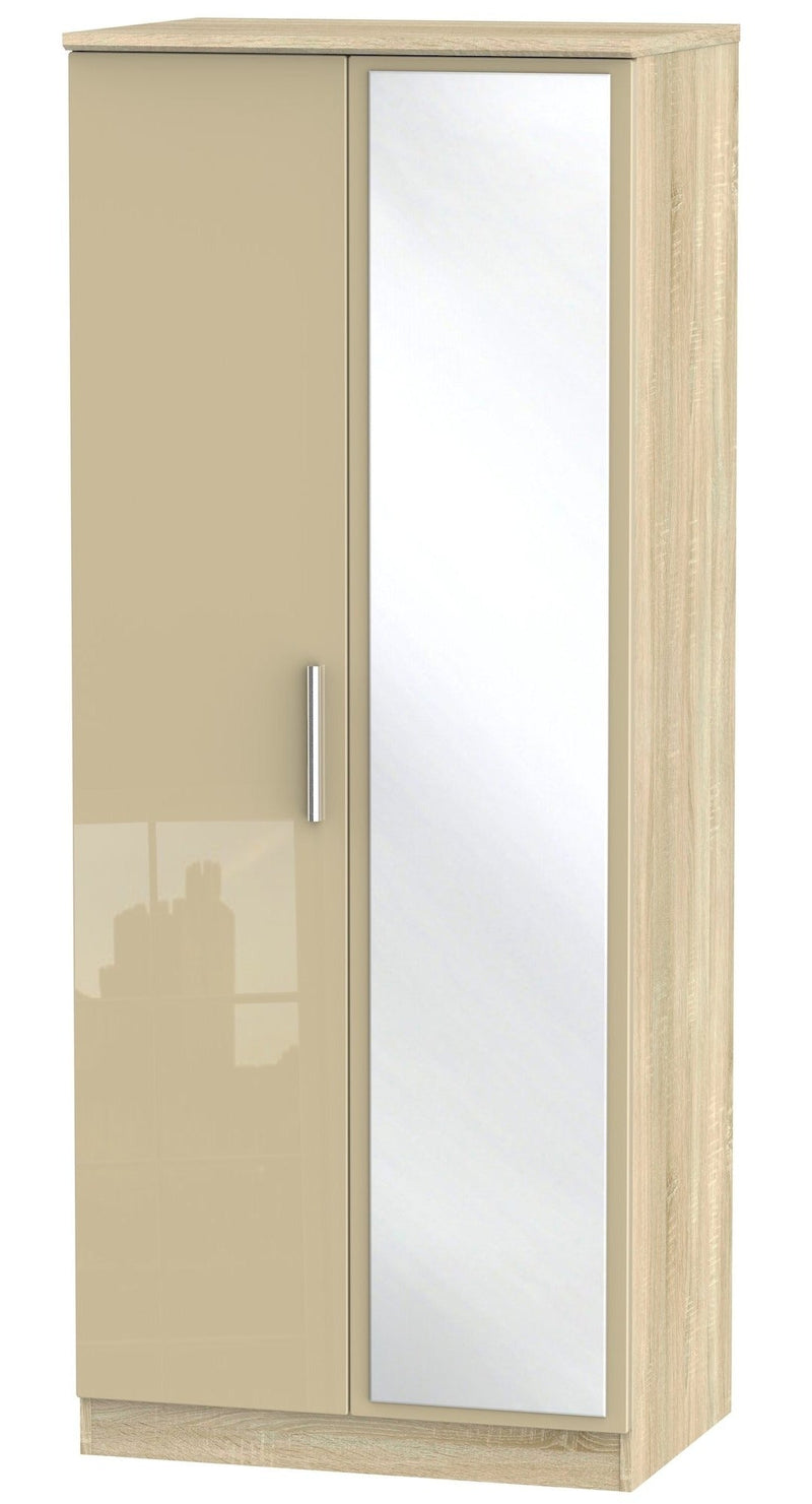 Knightsbridge 2ft 6in Plain Tall Mirror Wardrobe