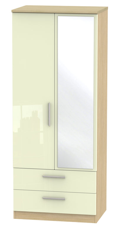 Knightsbridge 2ft 6in 2 Drawer Mirror Wardrobe