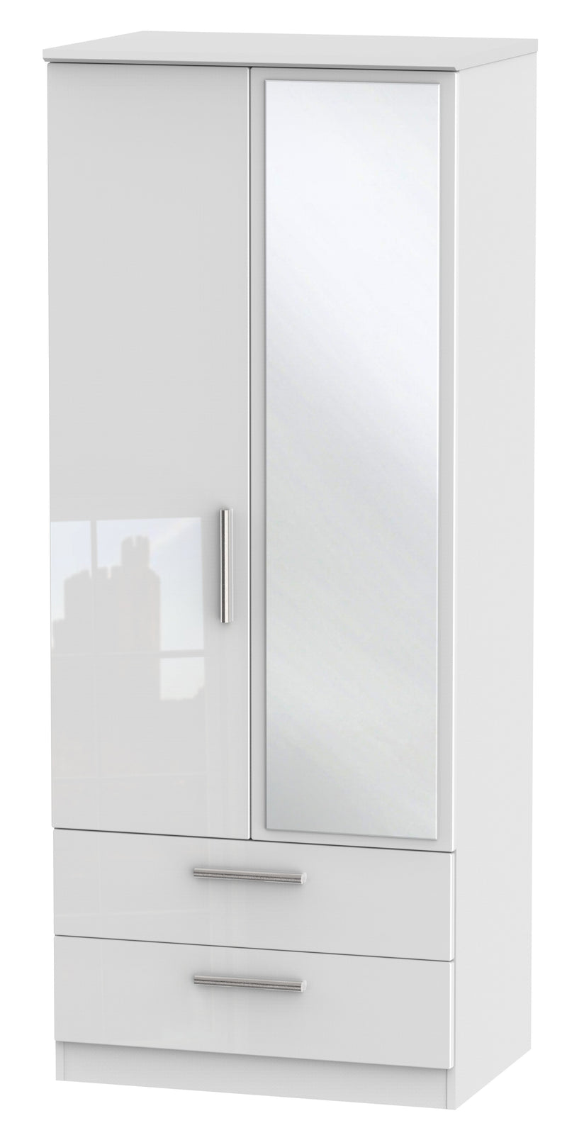 Knightsbridge 2ft 6in 2 Drawer Mirror Wardrobe