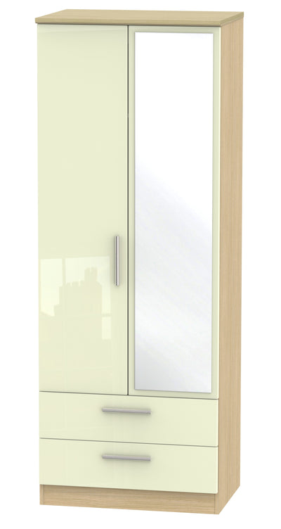 Knightsbridge Tall 2ft 6in 2 Drawer Mirror Wardrobe