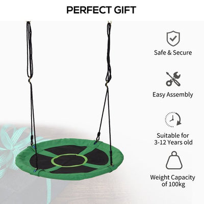 100x4.5H Cm. Kids Swing Outdoor Toys - Black/Green