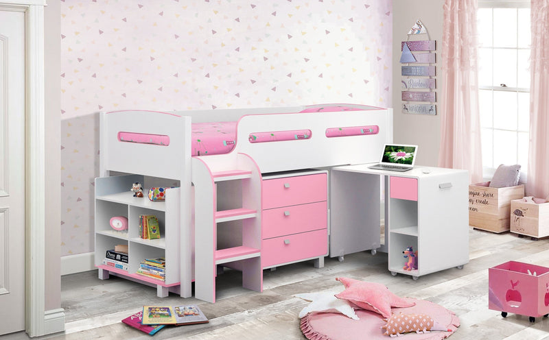 Kimbo Cabin Bed White and Pink