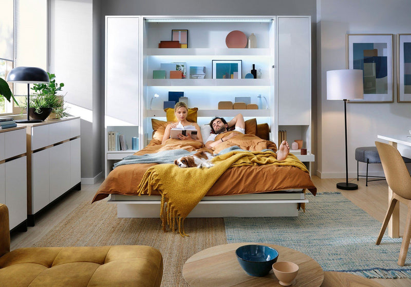 BC-03 Vertical Wall Bed Concept 90cm With Storage Cabinets and LED