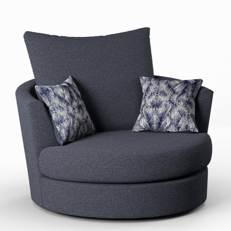 Missy Soft Chenille Swivel Chair Navy Blue