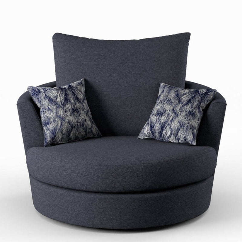 Missy Soft Chenille Swivel Chair Navy Blue