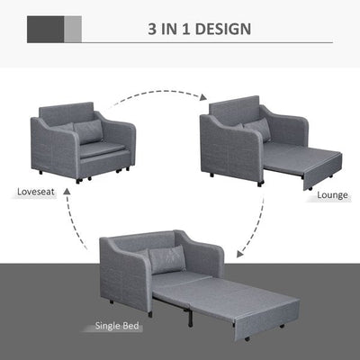 Modern Two Seater Sofa Convertible Sleeper Bed W/ Armrest Living Room