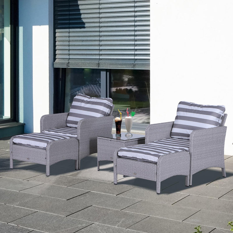 2-Seater PE Rattan Outdoor Garden Furniture Set Light Grey