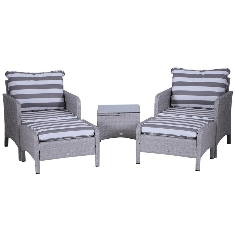 2-Seater PE Rattan Outdoor Garden Furniture Set Light Grey